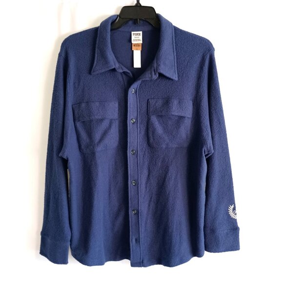 PINK by Victoria’s Secret Blue Shacket Size L New Oversized Shirt Jacket - Picture 1 of 10
